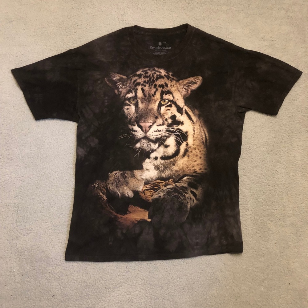 Smithsonian Clouded Leopard AOP Tie Dye T Shirt XXL The Mountain Style Big Face
